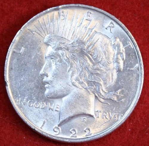 1922-P Peace Dollar 90% Silver Coin UNC Rim Damage PE389