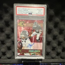 Panini 2022 Chronicles Drake London Essentials Auto Red RC /99 PSA 9 Auto 9