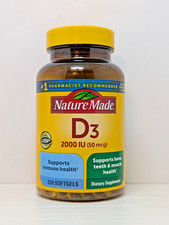 Nature Made D3 2000iu 50 mcg 250 Softgels Expires 2028