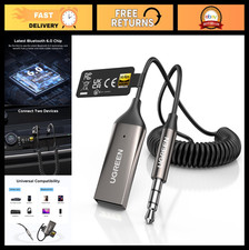 Bluetooth 6.0 Car Adapter, 3.5mm Aux Receiver with Microphone, Hands-Free Calls,