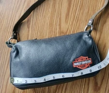 Vintage Harley Davidson Biker Brown Leather Purse Handbag Zips Close,10 X 6 X 3"