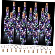 12 Sets Small Empty Wine Bottles with Cork Lights Centerpiece 375 ml Colorful