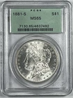 1881-S Morgan Dollar : PCGS MS65 Blazing White  OGH