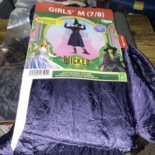Wicked Elphaba Deluxe Children's Costume Dress Cape & Hat Girls 7-8 Medium