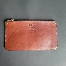Will Leather Goods Simple Wallet Zip Clutch Sleek Slim Minimalist Travel Brown  