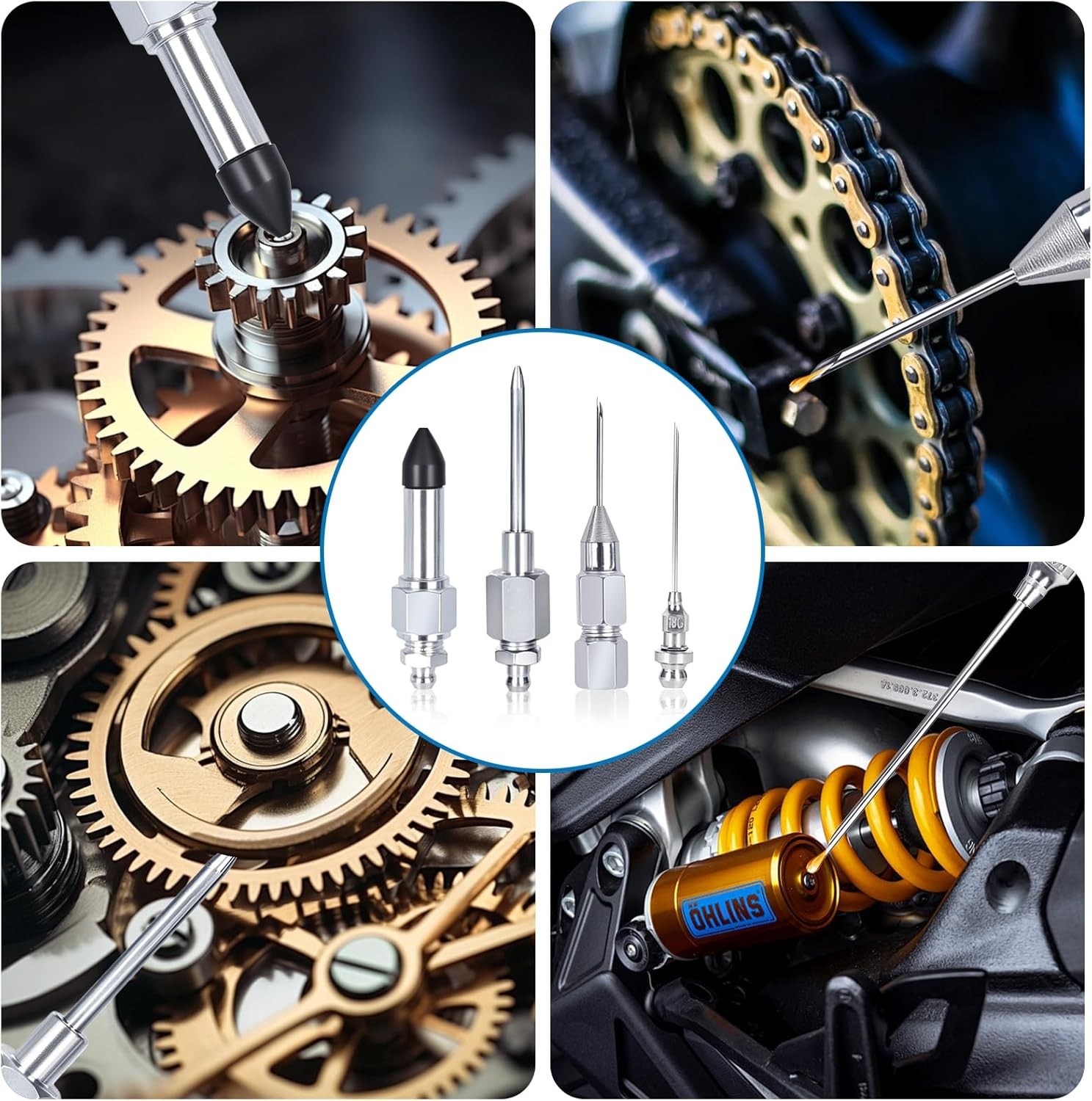 5PCS Grease Gun Needle Accessory Set, Includes Grease Needle Dispenser, Rubber C