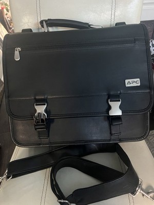 APC Leather Briefcase Laptop Shoulder Computer Bag Black