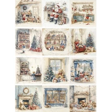 A4 Decoupage Paper 12 FESTIVE HOLIDAY SCENES - ITD Collection Rice Paper Craft