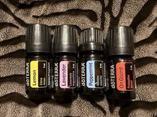 NEW Lot of 4 doTERRA Essential Oil Lemon, Lavender, Peppermint  On Guard 5ml