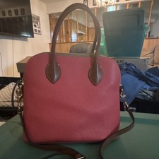 Dooney Bourke Pink Pebbled Satchel w/ Brown Handles, Detachable Strap Zipper