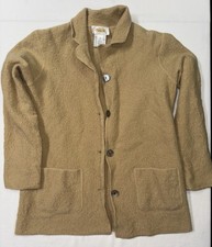 Talbots Boiled Merino Wool Jacket Women s Size M Button Front Tan