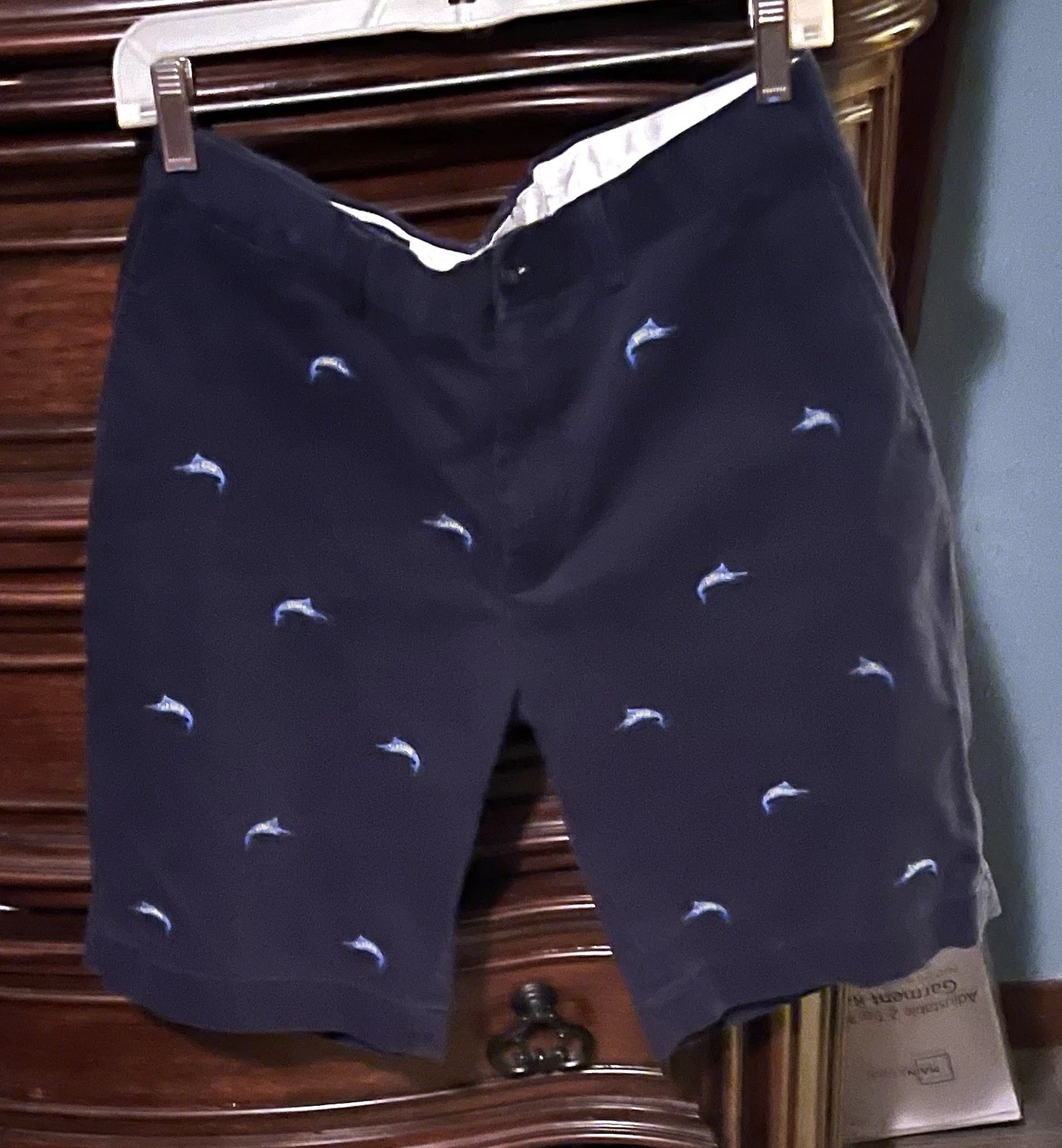 Polo Ralph Lauren Chino Shorts Men's Size 33/10 Blue AOP Marlin Fish Logo Casual