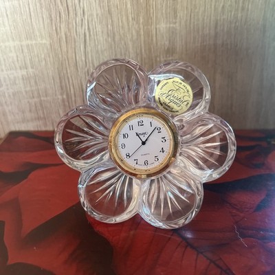 Crystal d'Arques France Uhr echt Bleikristall Blumenform mit Etikett
