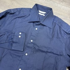 Suitsupply Travelled Navy Blue Men s Button Up Shirt Sz 15.5-39 Slim Fit Classy