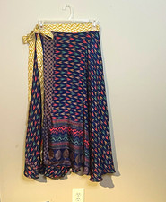 Jaded Gypsy Reversible Wrap Maxi Skirt Geometric Multicolor Women One Size