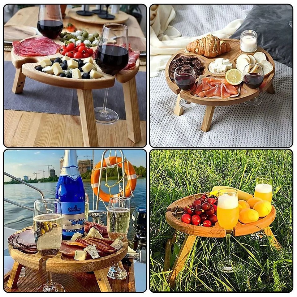 Portable Tables and Chairs Snack Tables Wooden Folding Picnic Tables ...