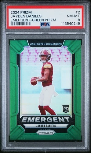 2024 Panini Prizm Green Prizm Emergent Jayden Daniels #2 PSA 8