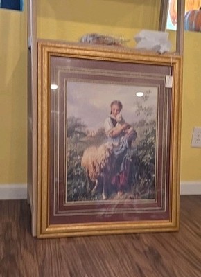 The Shepherdess by Johann Baptist Hofner Print (13.25''x 10'' Framed) 