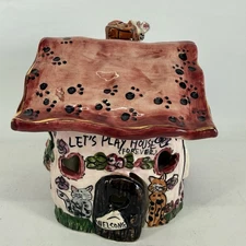 Heather Goldmine Blue Sky Clayworks Let's Play House Tea Light Candle Holder Vtg