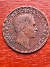 Baden 1/2 krążownik 1856 miedź vz rzadki