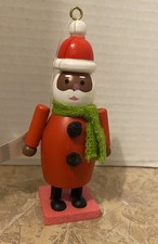 Target Wondershop Black Santa with Green Scarf Wood Ornament 2023 New