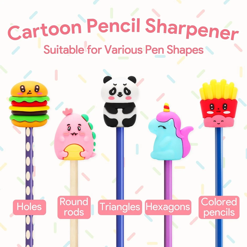 ® 16Pcs Temperamatite in Gomma Cartone Animato, Mini Temperamatite per Canceller - Immagine 2 di 4