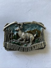 Vtg 1983 Bergamot Bowhunting Belt Buckle Siskiyou Whitetail Deer Buck Enameled