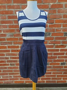h&m navy and white striped dress