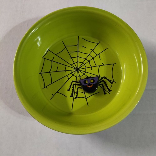 Halloween Hallmark Candy Dish Snacks Green/Black Spider Web Ceramic 2009 - Picture 2 of 6