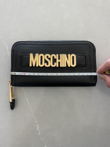 Portafoglio Moschino in pelle nera/logo oro - Foto 8 di 9