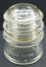 Glass Utility Insulator Whitall tatum #3 7 Made in USA - VINTAGE