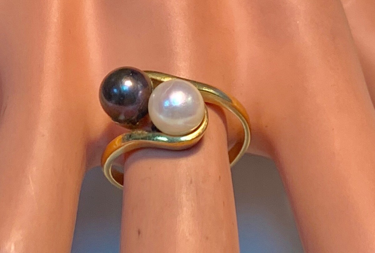 Bague Or 18 Carats Toi Et Moi - Avec Perles, 5,36 Grammes, Occasion