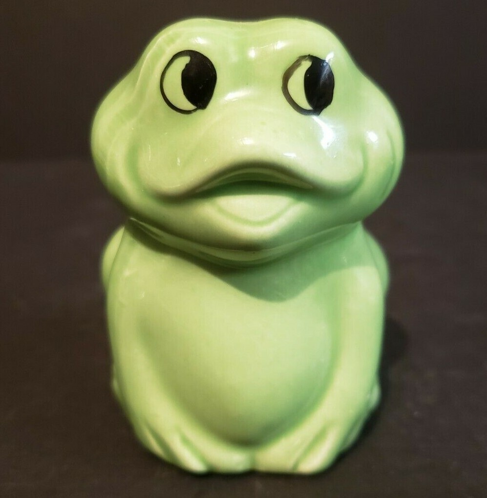 Cute Smiling Frog Toad Figurine Sitting Planter Porcelain