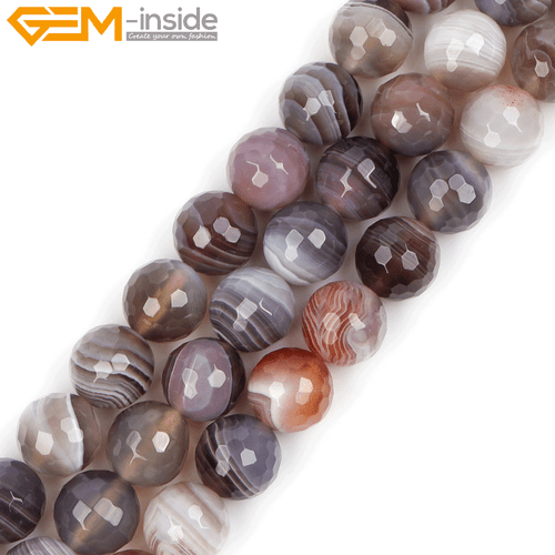 Natural Botswana Agate Round Gemstone Loose Beads For Jewellery Making 15" UK - Picture 13 of 60