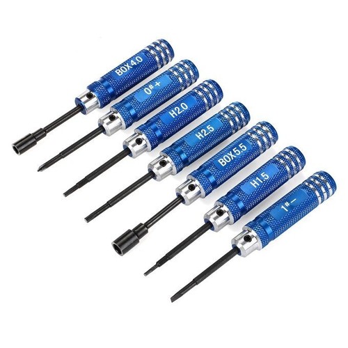 Kit de herramientas RC Hex Driver 7 piezas Juego de herramientas Modelo Hágalo Usted Mismo Reparación Aleación de Aluminio Azul - Imagen 3 de 5