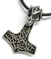 Edelstahl Thor Hammer Wikinger  Anhänger Silber Schwarz Thors Königskette