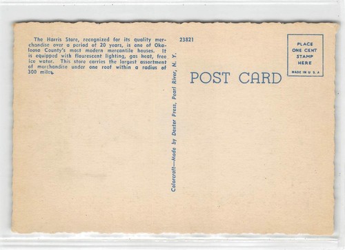 Postal vintage de los grandes almacenes Harris, Crestview, FL condado de Okaloosa década de 1930 - Imagen 2 de 2