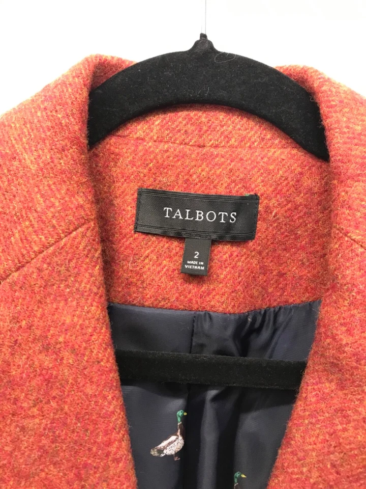 Talbots Blazer женский размер 2 оранжевая шерстяная смесь кряква утка карьера опрятный - Изображение 2 из 4