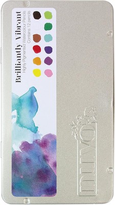 Tonic Studio, Nuvo, 12 Aquarell Buntstifte-Lebendige-Leuchtkraft, im Metalletui