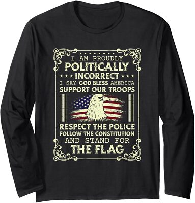 Politically Bless America Politic Conservative USA Long Sleeve Tshirt