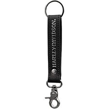 Harley-Davidson Black Vinyl Strap Key Chain with Silver Text Willie G 4542