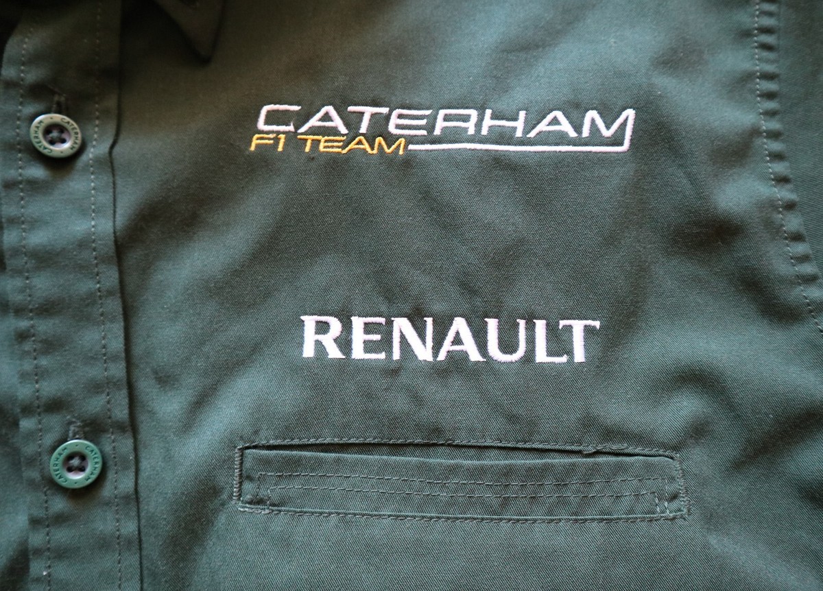 CATERHAM F1 TEAM VINTAGE RACING BUTTON UP SHIRT CREW JERSEY GREEN