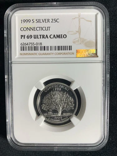 1999 S 25C SILVER CONNECTICUT QUARTER ULTRA CAMEO PF69 NGC PR69 DCAM UCAM 2769