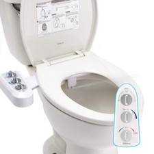 Toilet Seat Bidet Self Cleaning Dual Nozzle,Hot or Cold Water Spray Non-Electric