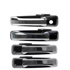 4Pcs New Front & Rear Exterior Door Handle Set with Driver Chrome Black For Ram