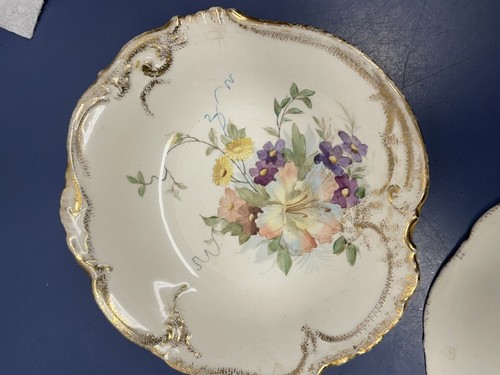 Antike Royal Bonn Germany handbemalte Beerenschale 3er Set Blumenmuster - Bild 8 von 14