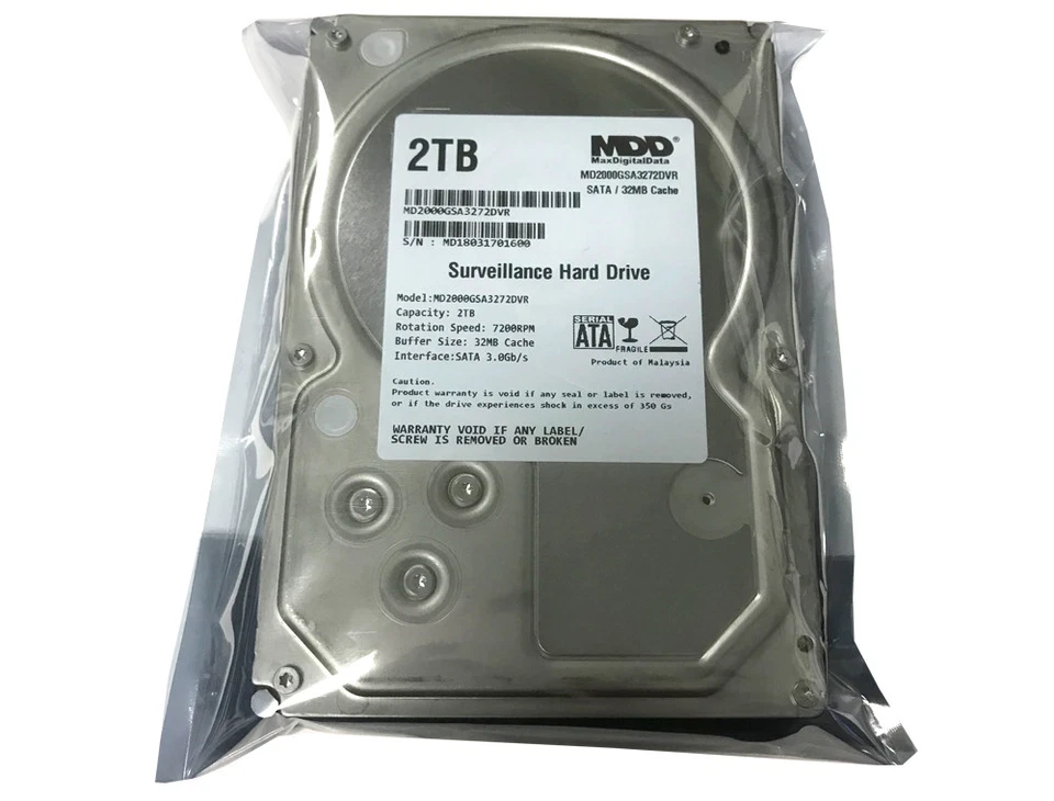 MDD 2TB 7200RPM SATA 3.5" Surveillance Hard Drive -CCTV DVR, Security System - Image 2 of 4