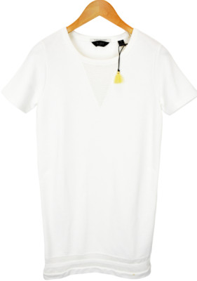 Scotch & Soda T-Shirt Dress For Women White S Knee Length Crew Neck