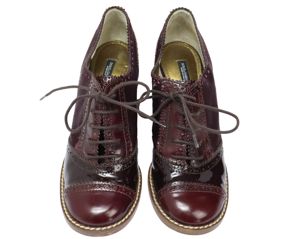Zapatos DOLCE & GABBANA para mujer (UE) 40 charol con cordones tacón bloque Oxford Foto 4 de 4