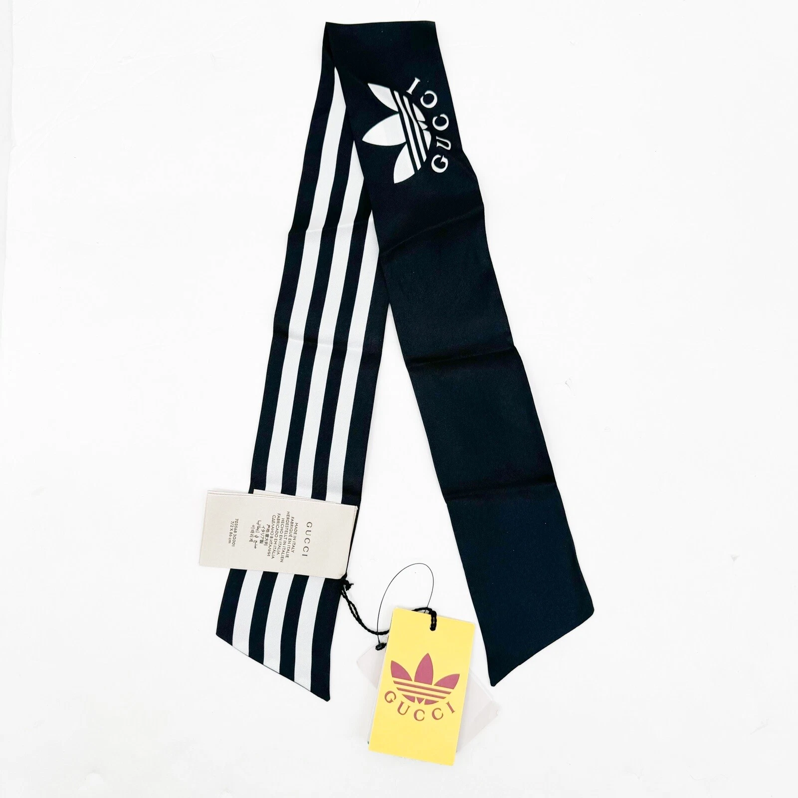 Gucci X Adidas nœud cou en soie rayé 
